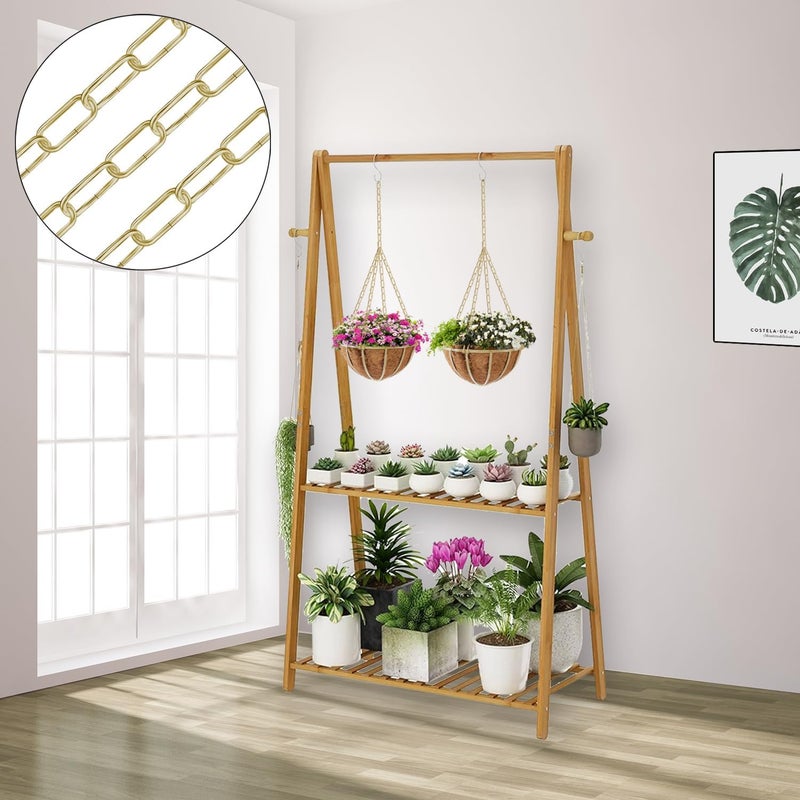 Omytie 12 Ft Heavy Duty Hanging Chain Kit with Connection Locks & Swag Ceiling Hooks for Lighting Fixture, Chandelier, Pendant, Lantern, Swag Lamp, Plant/Flower/Fruit Basket, Bird Feeder (Brass) - Image 5